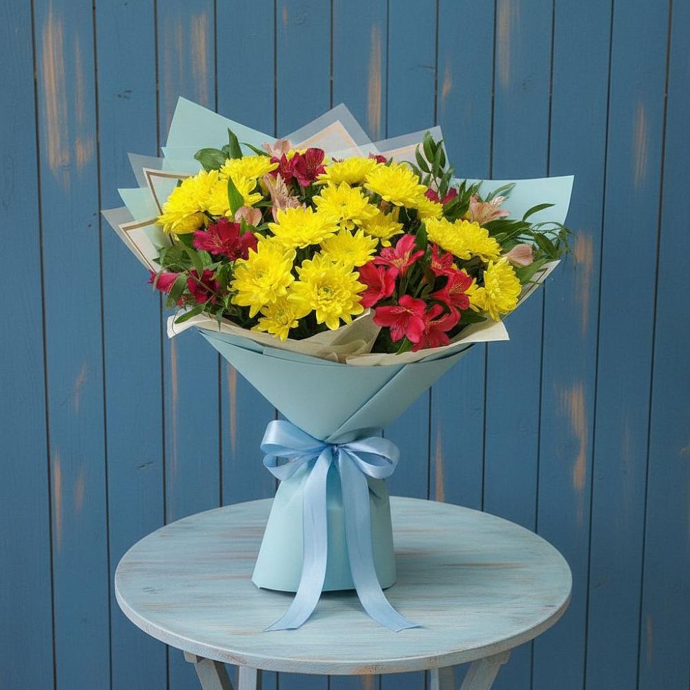 Букет цветов из: Альстромерии и Хризантемы в Улан-Удэ
