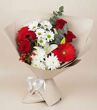 Букет цветов из:  Розы, Хризантемы, Герберы и Лилии в Улан-Удэ