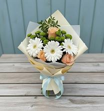 Букет цветов из:  Герберы, Розы и Хризантемы в Улан-Удэ