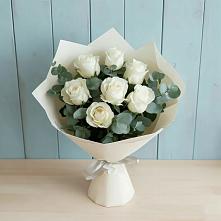 Букет Белые розы в Эвкалипте в Улан-Удэ